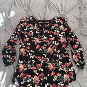 No Boundaries Black Floral Blouse